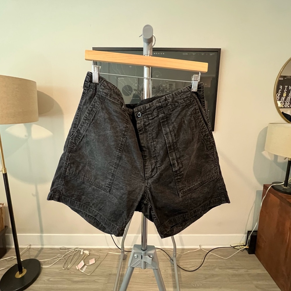 Engineered Garments - Denim Fatigue Shorts Zip Slit Pocket - Black